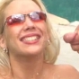 Lustful blonde slut enjoying the outdoor cum releasing play