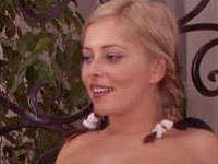 Blonde lesbian teens licking by the staircase