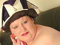 Naked Huge Momma with Toy Baseball Bat Posing