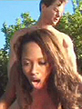 Hot ebony chick gets fucked by white guy outdoors
