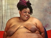 Heavy Ebony Fat Chick Showing Fat Belly and Tits