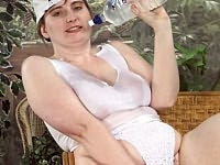 Boyish Look Fat Amateur Teasing Pussy on White Panties