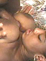 Angel face black babe in a tit fucking action