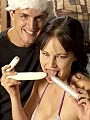 Pretty blonde having sexcapade with yuletide guy