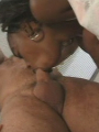 Curly ebony bitch in deep interracial dick sucking play