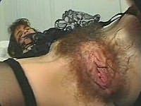Big breasted dark-haired getting pumped while revealing bushy cunt