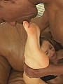 Alluring hot blonde teen sucking ebony groin while getting toe-licked
